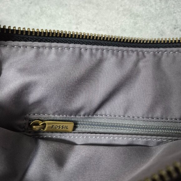 Fossil Black leather with Brown Accent Crossbody Shoulder Bag - Picture 15 of 15